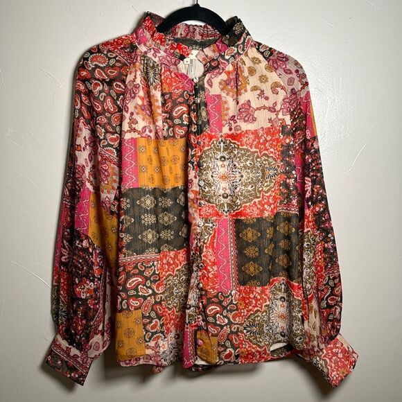 Entro Paisley Fall Print Shirt Size Medium NWT - Picture 1 of 16